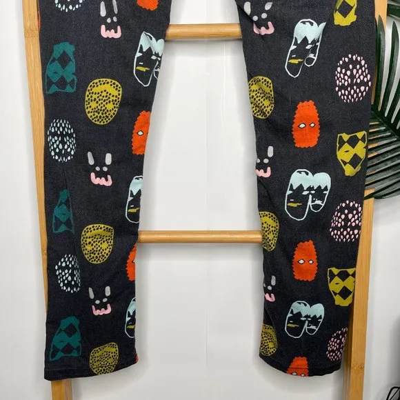 SOLD Gorman x Fred Fowler Face Print Jeans Pants Size 8 Faded Skinny Cotton - Picture 7 of 11